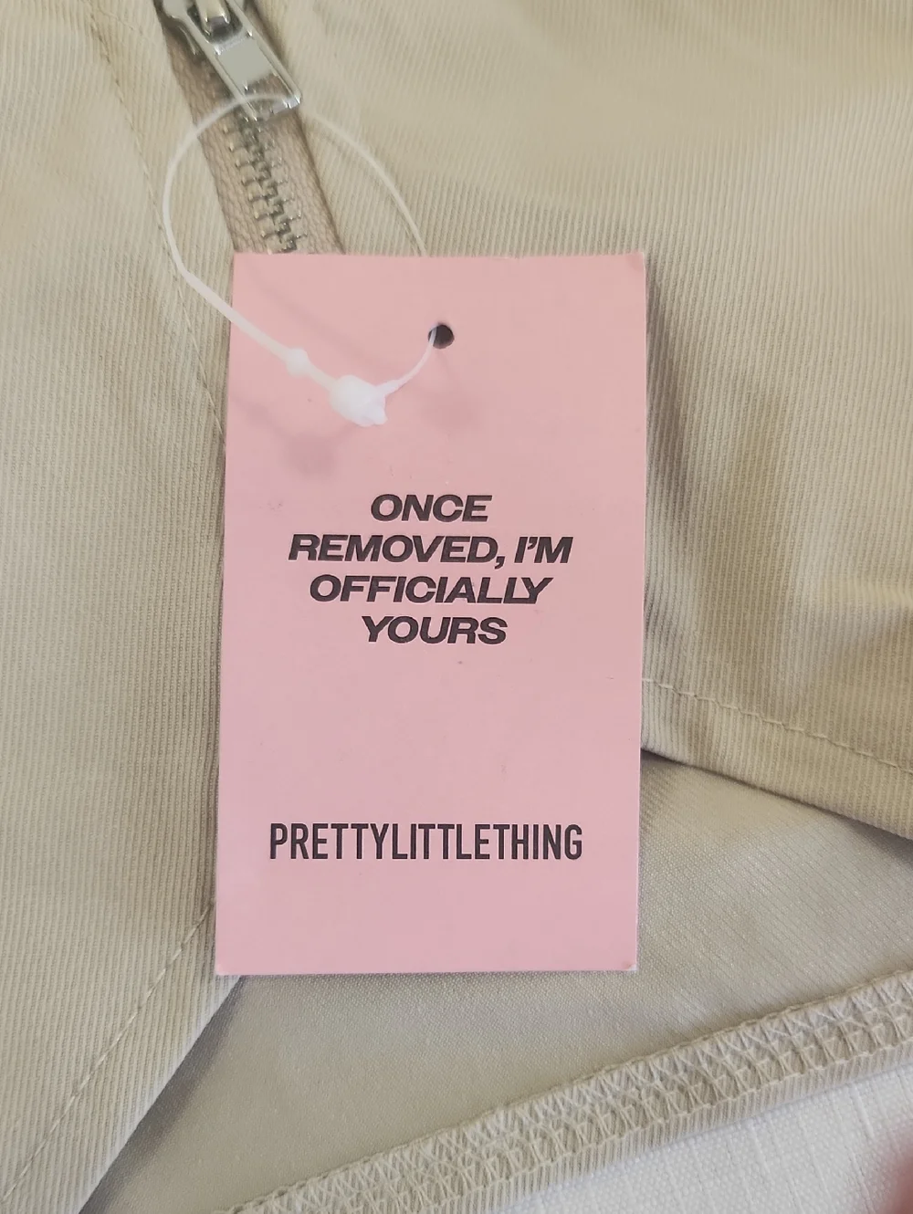 Pretty Little Thing Stone Xargo Lace Zip Up Halter Crop Top. Size 10 - Picture 5 of 11
